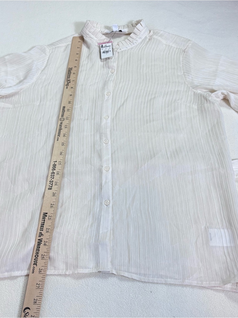 NWT Vintage Express Compagnie Internationale Ivory Tie Waist Romantic Blouse L - Picture 13 of 16